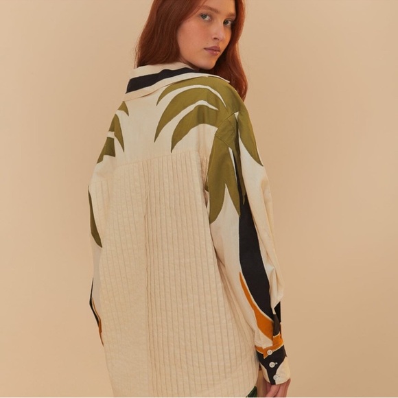 Farm Rio Coconut Tree Flow Pleated Blouse - Picture 3 of 8